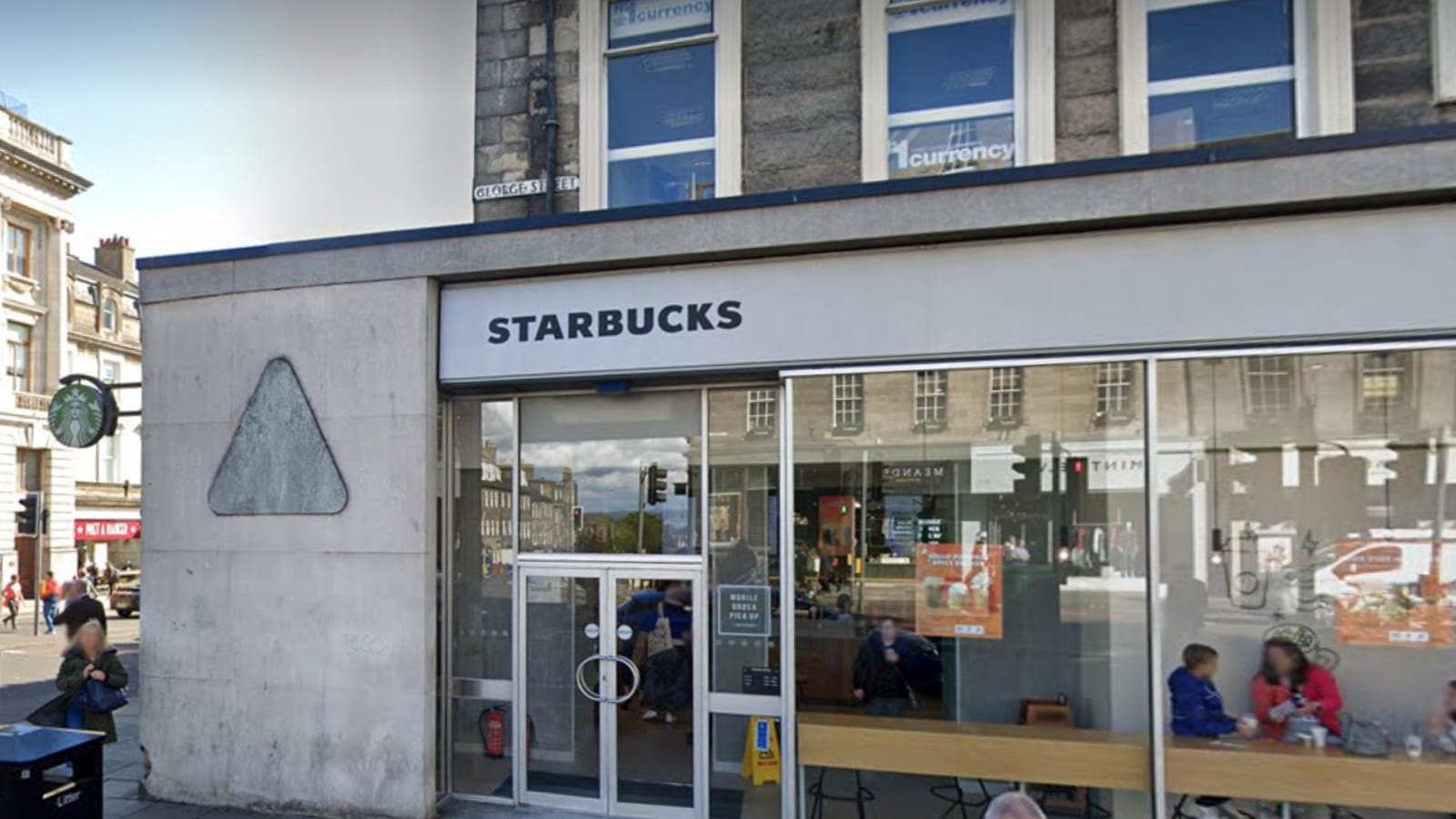 A photo of the entrance to Starbucks on George Street in Edinburgh
